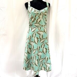 Loft Sweetheart Neckline Tropical Leaf Botanical Summer Dress